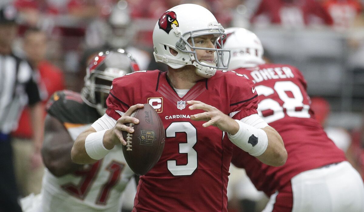 Arizona Cardinals quarterback Carson Palmer looks to pass against the Tampa Bay Buccaneers on Sept. 18, 2016.