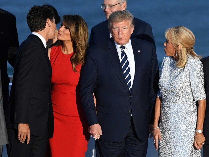 El Beso De Justin Trudeau Y Melania Frente A Trump Fotos Los Angeles Times