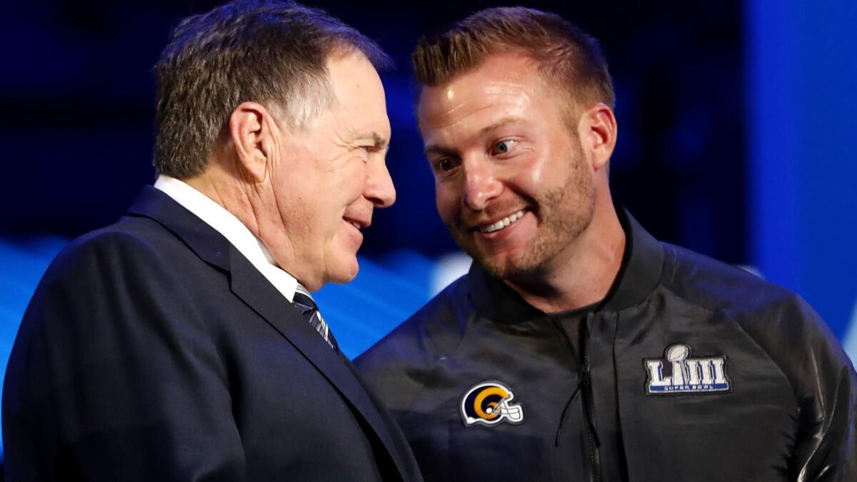 Patriots coach Bill Belichick and Rams coach Sean McVay will match wits on Sunday in Super Bowl LIII.