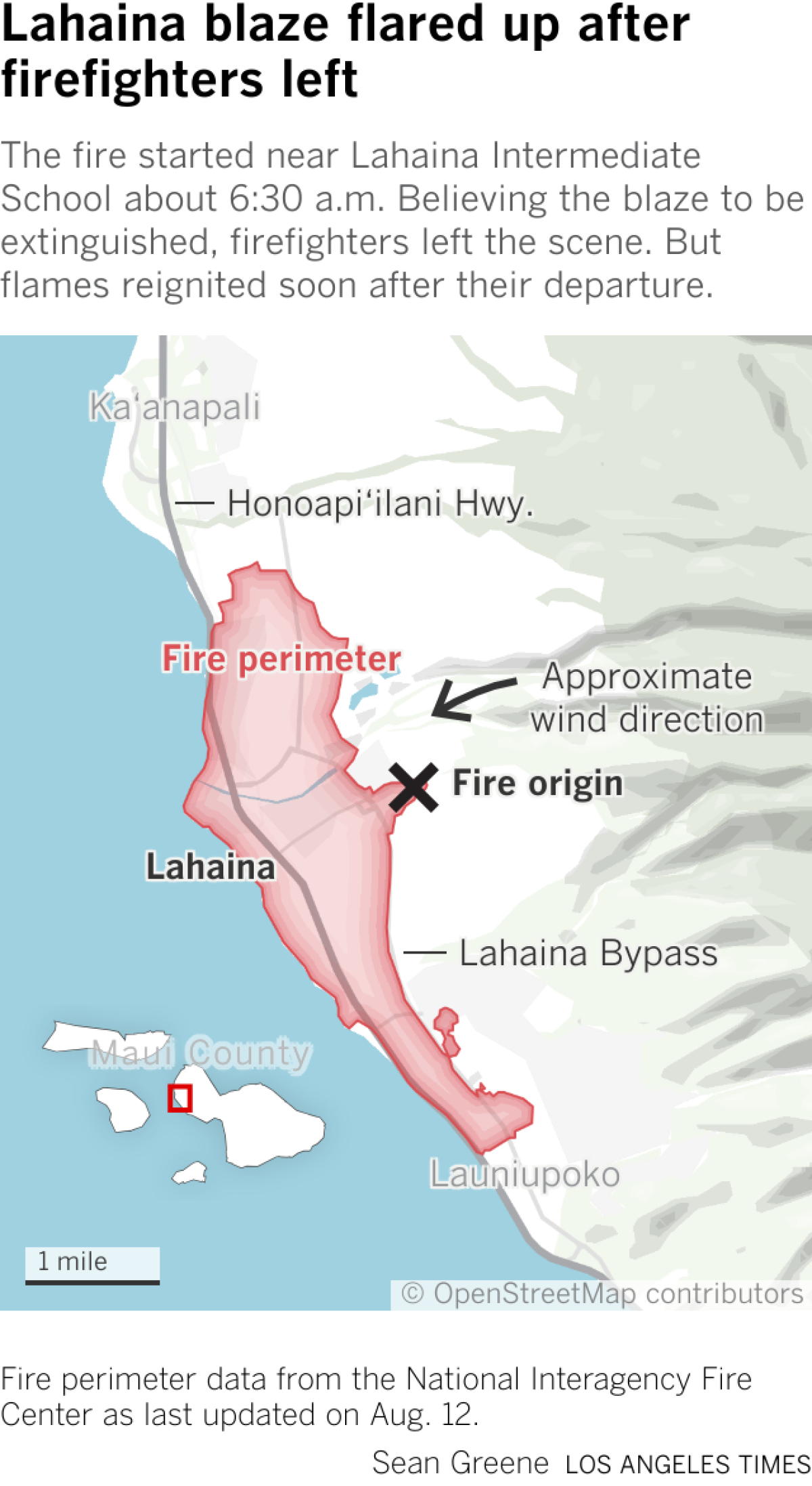 A map of Lahaina shows two exits out of town along Honoapiilani Highway.
