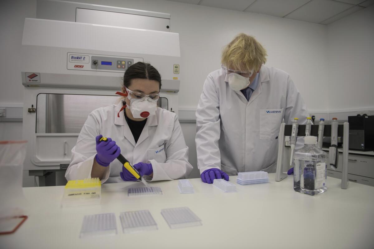 British Prime Minister Boris Johnson at lab in Scotland