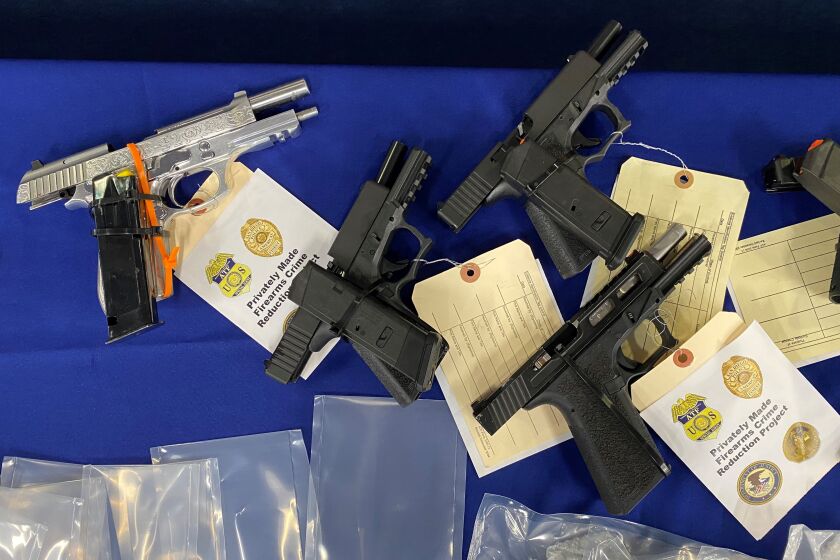 Authorities on Wednesday displayed about half of the 165 firearms seized during a 3-month ATF operation