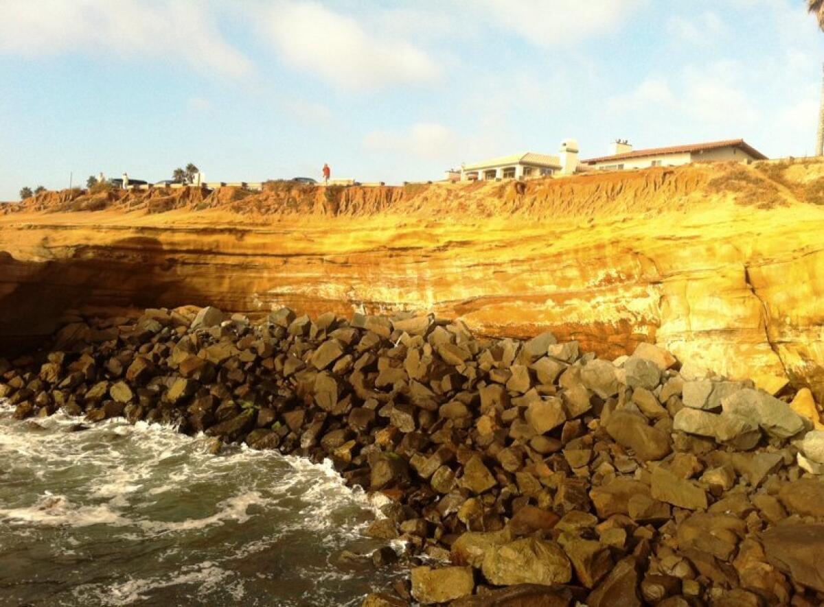 Sunset Cliffs was the scene of a rescue of a Navy man who was swept into the ocean by a wave while standing on a rock early May 3.