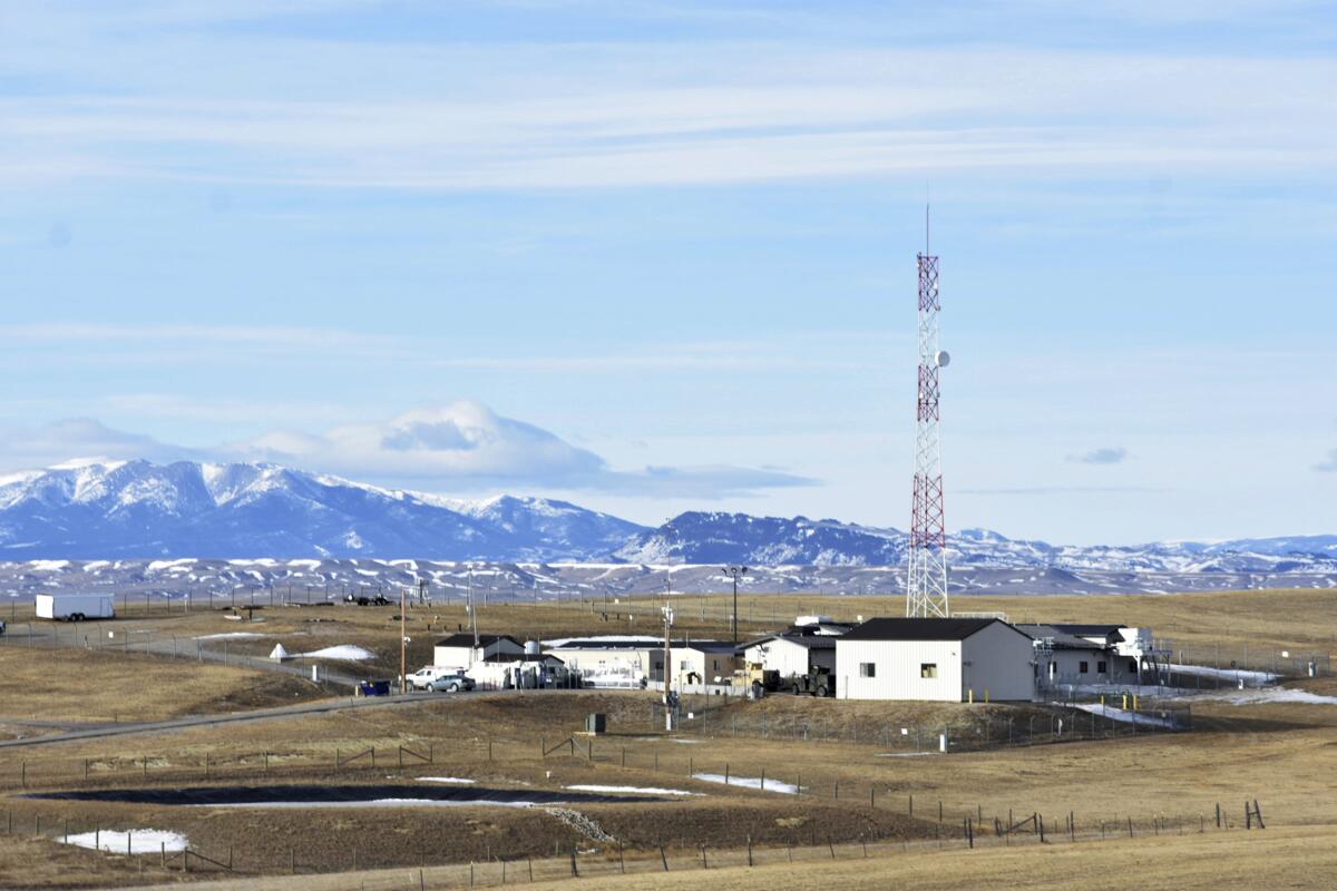 A U.S. Air Force installation surrounded by farmland in central Montana is seen on Feb. 7, 2023, near Harlowton, Mont. Lawmakers in at least 11 statehouses and Congress are weighing further restrictions on foreign ownership of U.S. farmland. (AP Photo/Matthew Brown)