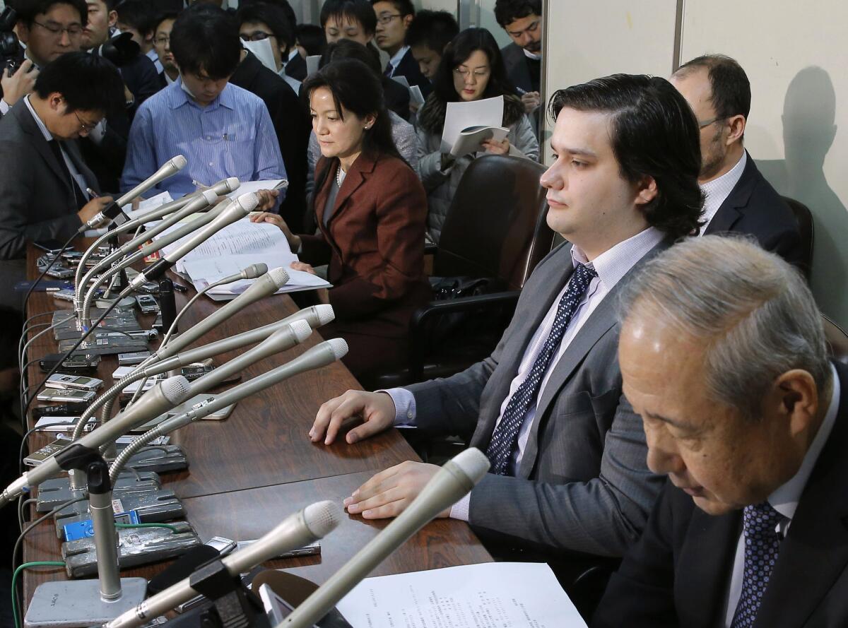 Mt. Gox Chief Executive Mark Karpeles at a news conference in Tokyo on Friday announcing that the exchange was seeking bankruptcy protection.