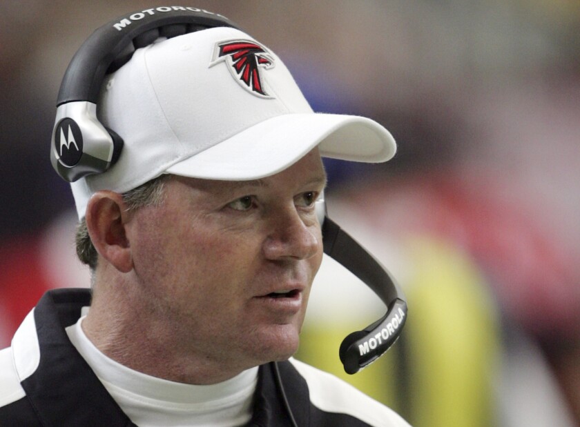 FILE - Atlanta Falcons coach Bobby Petrino looks on during an NFL football game against the Houston Texans in Atlanta, in this Sept. 30, 2007, file photo. Back in 2007, Petrino lasted all of 13 games with the Atlanta Falcons, winning just three times before he slinked back to college in the middle of the night, leaving behind nothing more than a form letter for his abandoned players. (AP Photo/John Amis, File)