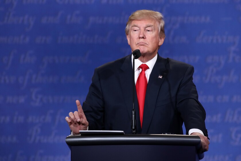 Donald Trump at the final presidential debate Wednesday in Las Vegas.