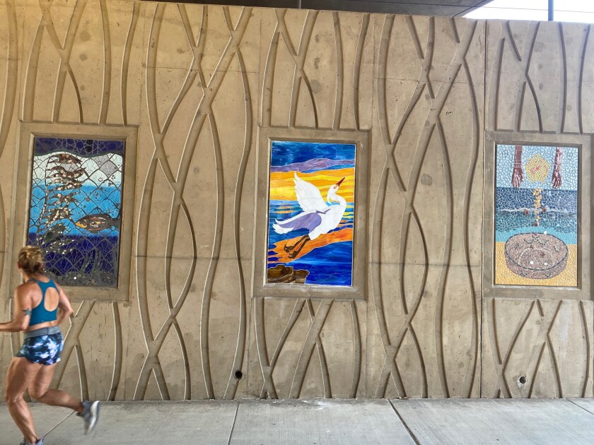 “Encinitas Up Close,” a new public art installation at the redesigned Santa Fe Drive undercrossing.