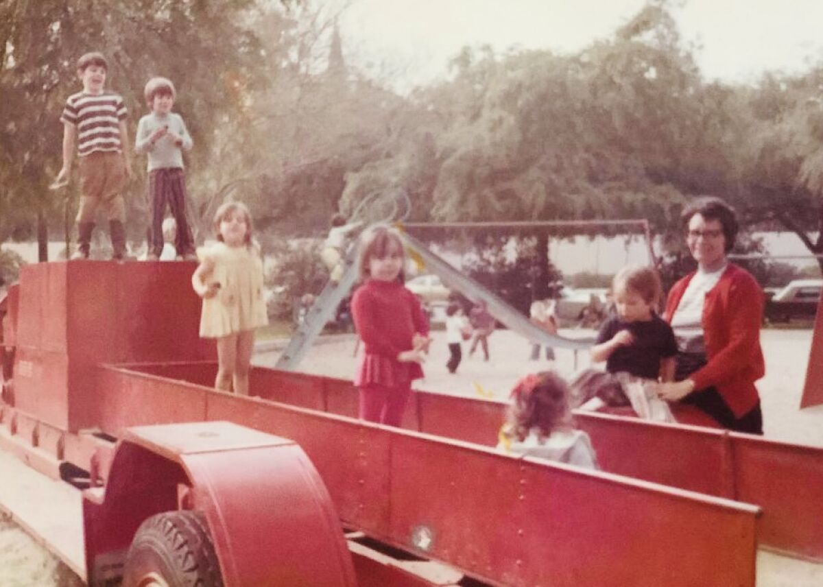 Lily Emery, far right, with her grandchildren in Balboa Park in 1972.