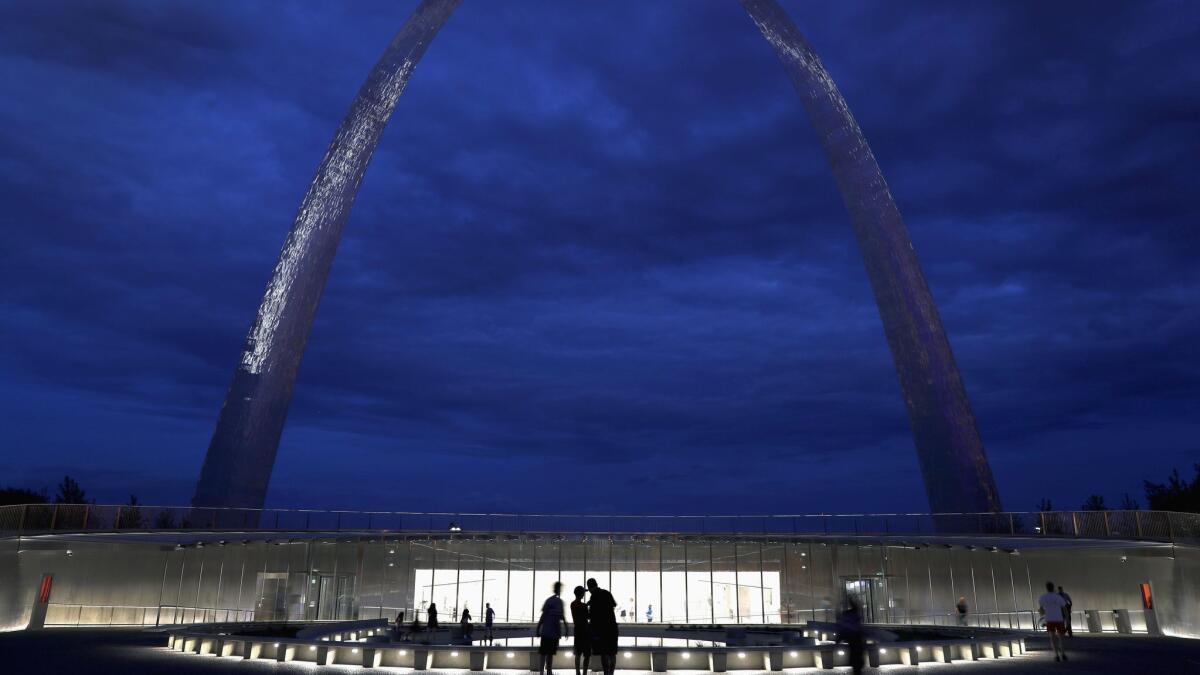 The Gateway Arch and the renovated museum and visitor center below are seen in St. Louis.