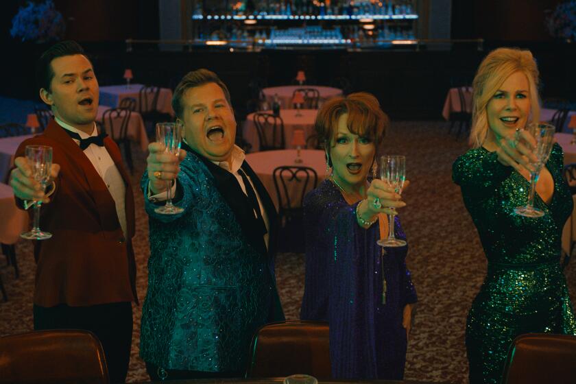 Andrew Rannells, James Corden, Meryl Streep and Nicole Kidman singing in "The Prom"