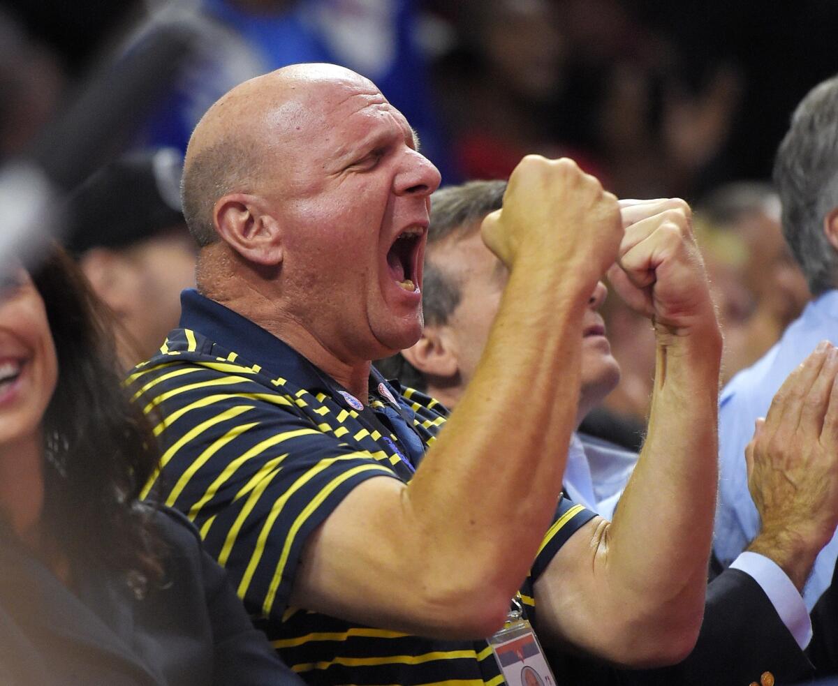 New owner Steve Ballmer made a very vocal Staples Center debut at the Clippers' preseason game against the Phoenix Suns on Wednesday night.