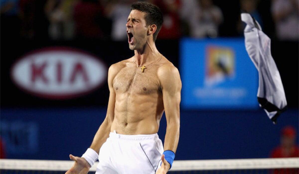 Novak Djokovic celebrates after victory in his men's singles final against Rafael Nadal in the 2012 Australian Open. Americans Bethanie Mattek-Sands, who teamed with Romania's Horia Tecau to win the mixed doubles title at the tournament, and Jack Sock are among those who will compete for wild-card singles entries into the 2013 Open.