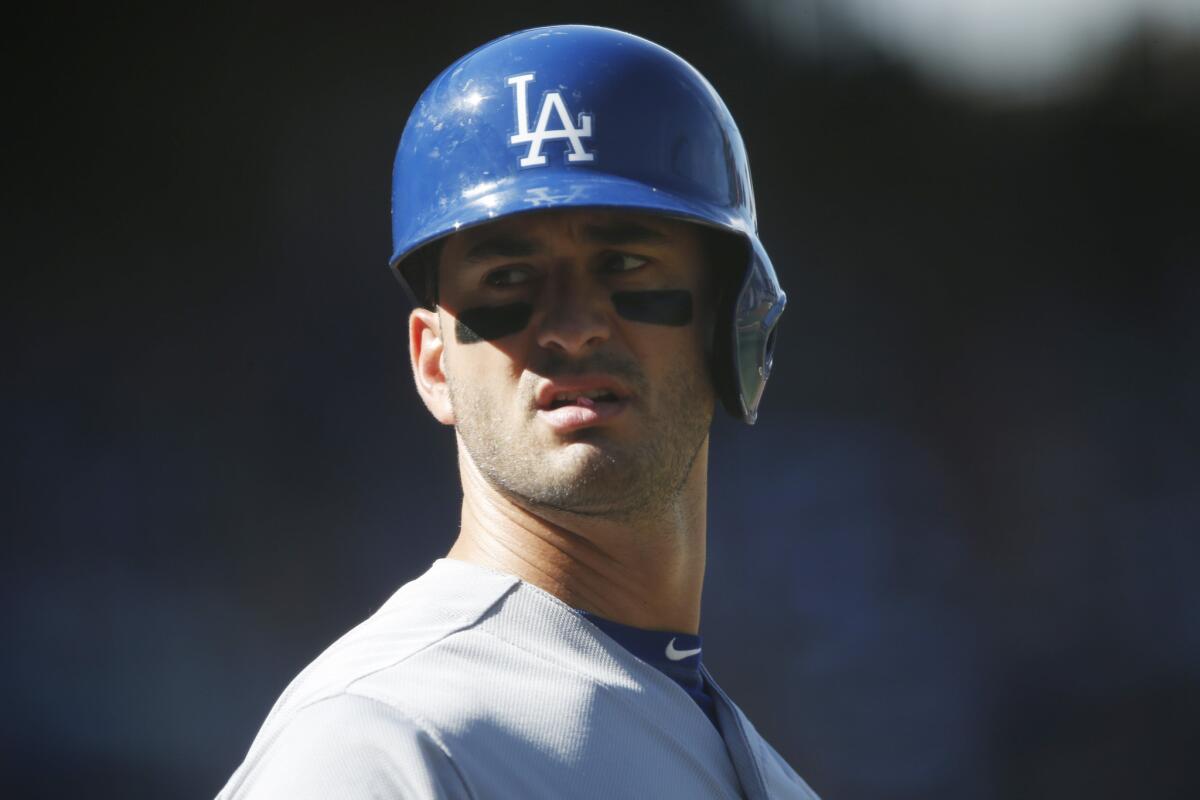 Dodgers center fielder Justin Ruggiano waits to bat against the Colorado Rockies during a game in Denver on Sept. 27.