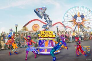 An artist rendering from the new daytime parade Better Together: A Pixar Pals Celebration!, which will launch at Disney California Adventure Park as part of the return of Pixar Fest in 2024. Pixar