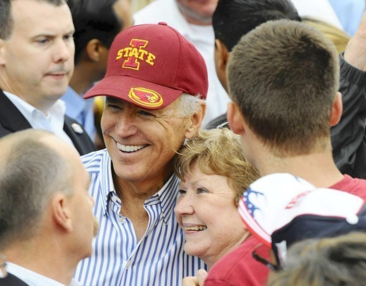 Vice President Joe Biden at Iowa Sen. Tom Harkin's annual steak fry fundraiser, a gathering of Democratic stalwarts.
