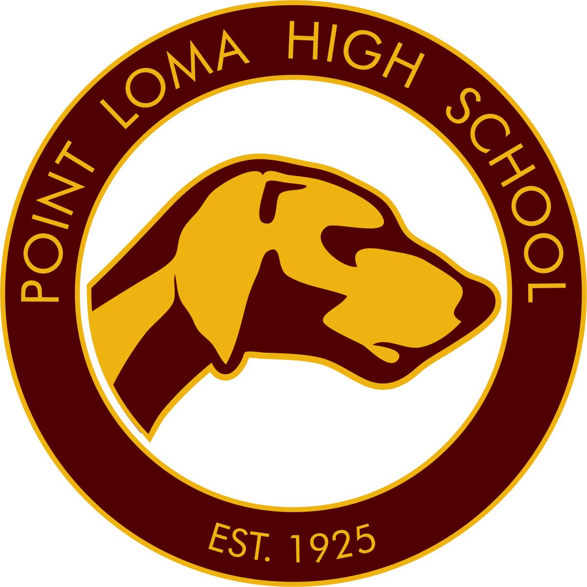 Point Loma High School's logo features the school’s mascot, the Pointer.