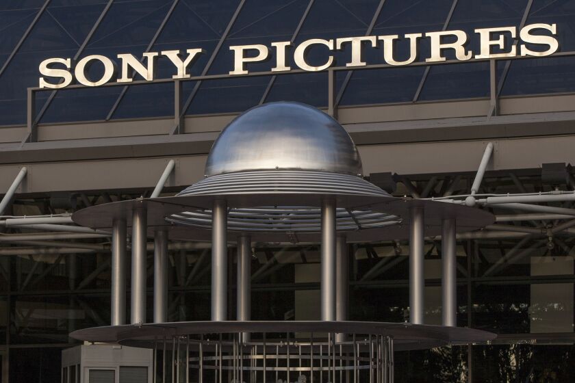 The Sony Pictures building in Culver City is shown. Sony has requested an extension to report its next full quarterly earnings, citing last year's cyberattack.