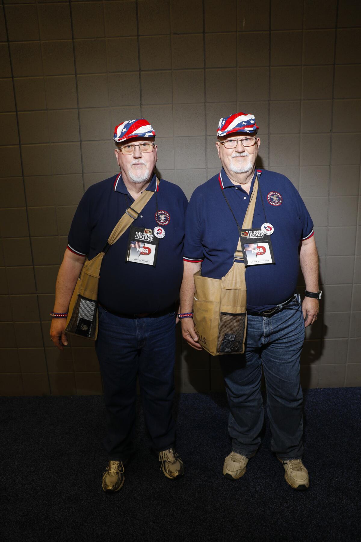 Twins Jerry Gooldin, left, of Columbus, Ohio, and John Gooldin of New Port Richey, Fla., both 67, have made an annual vacation of the NRA Annual Meetings & Exhibits.