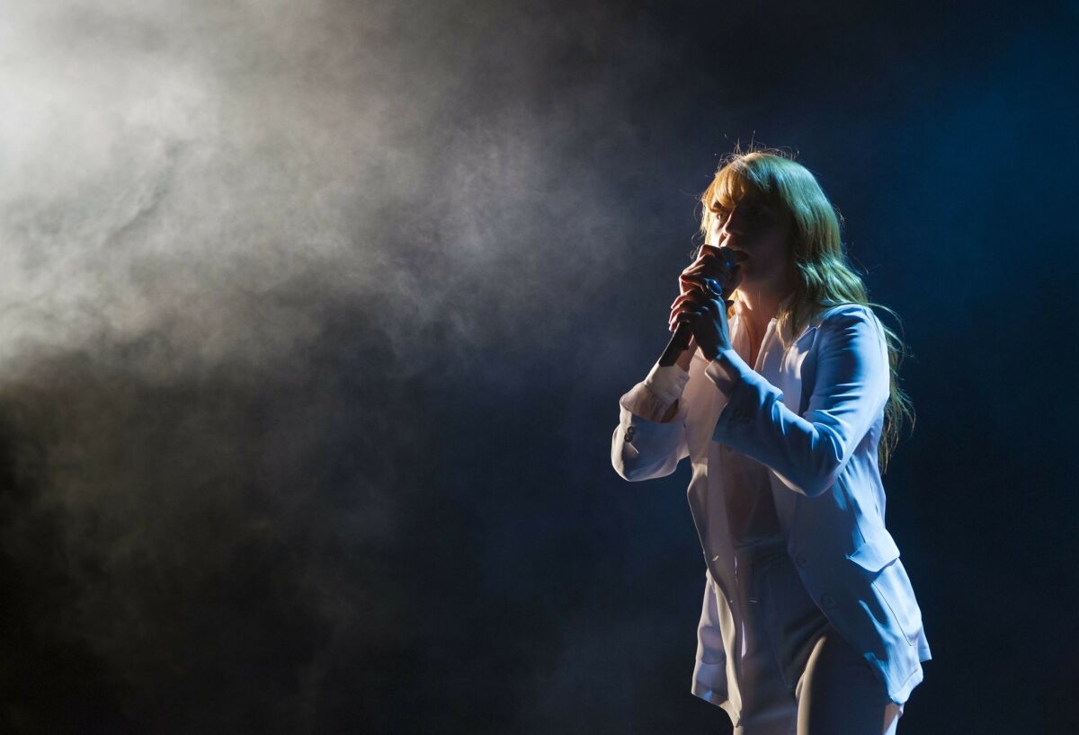 Day three of the 2015 Coachella Valley Music and Arts Festival. Florence Welch of Florence and the Machine on stage during her performance that wowed the audience.