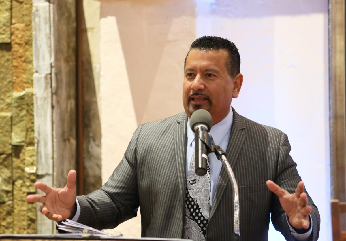 Richard Montanez speaks during the grand opening of the Art Gallery at Tamayo in 2013.