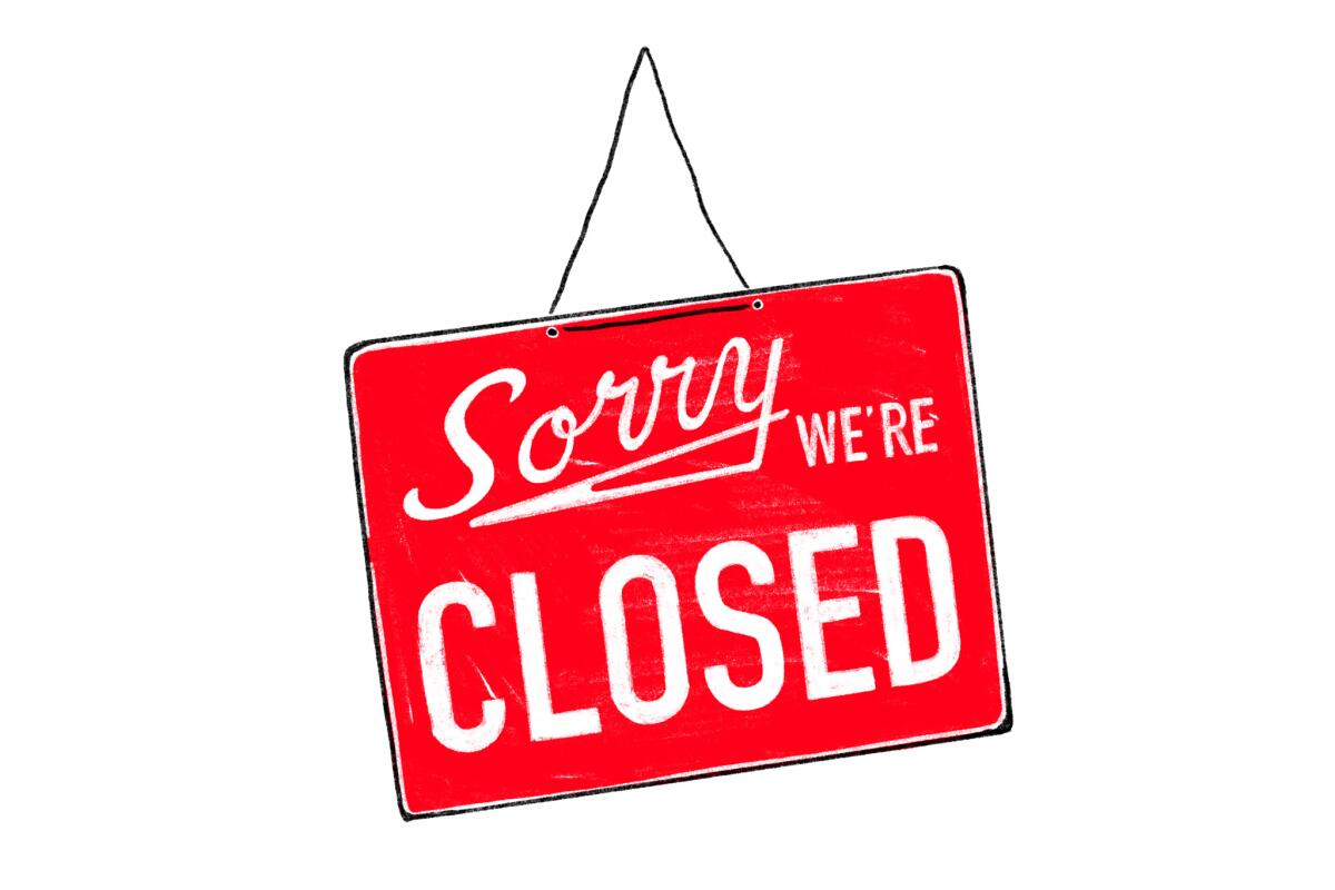 Illustration of a sign that says "Sorry, We're Closed"