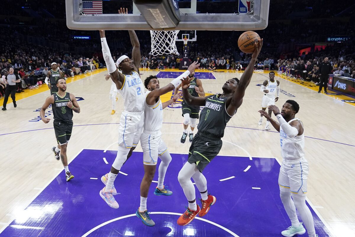 Minnesota Timberwolves guard Anthony Edwards scored in the first half on Friday.