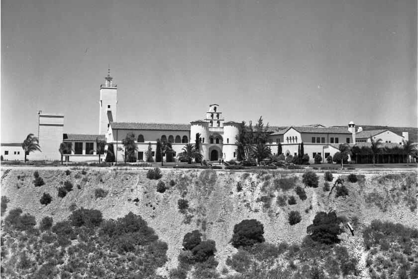 View of San Diego State College, later San Diego State University (SDSU) in about 1938. ONE TIME USE.