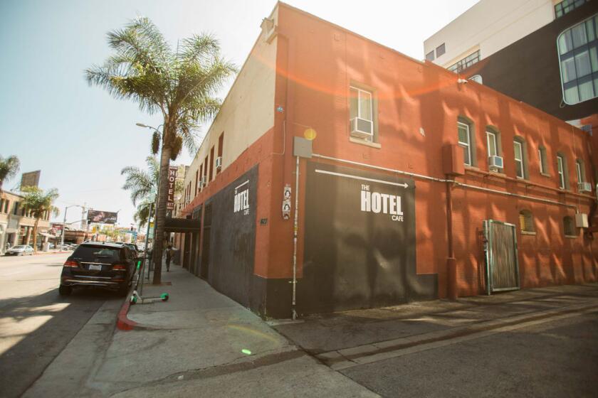 ****ONLY TO BE USED WITH AUGUST BROWN STORY 2021 ON THE HOTEL CAFE**** OTHER USAGE UNAUTHORIZED UNLESS A PHOTO EDITOR IS CONSULTED.**** A photograph of The Hotel Cafe seen from Cahuenga. Credit: Nora Schaefer