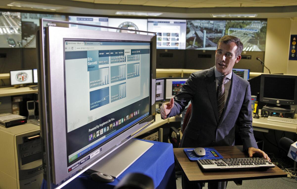 Los Angeles Mayor Eric Garcetti rolled out his first effort at posting online city information in October.