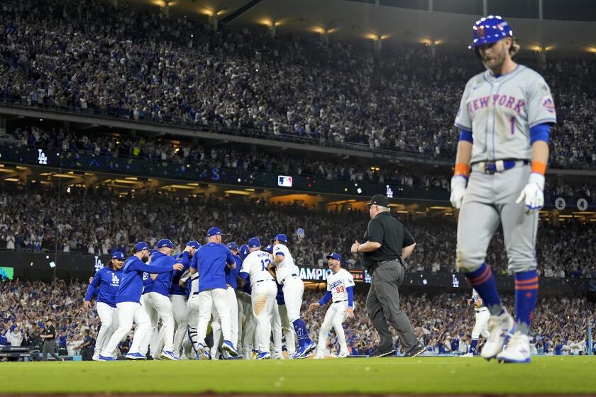 The Los Angeles Dodgers celebrates their win against the New York Mets in Game 6 of a baseball NL Championship Series, Sunday, Oct. 20, 2024, in Los Angeles. The Dodgers with face the new York Yankees in the World Series. (AP Photo/Julio Cortez)