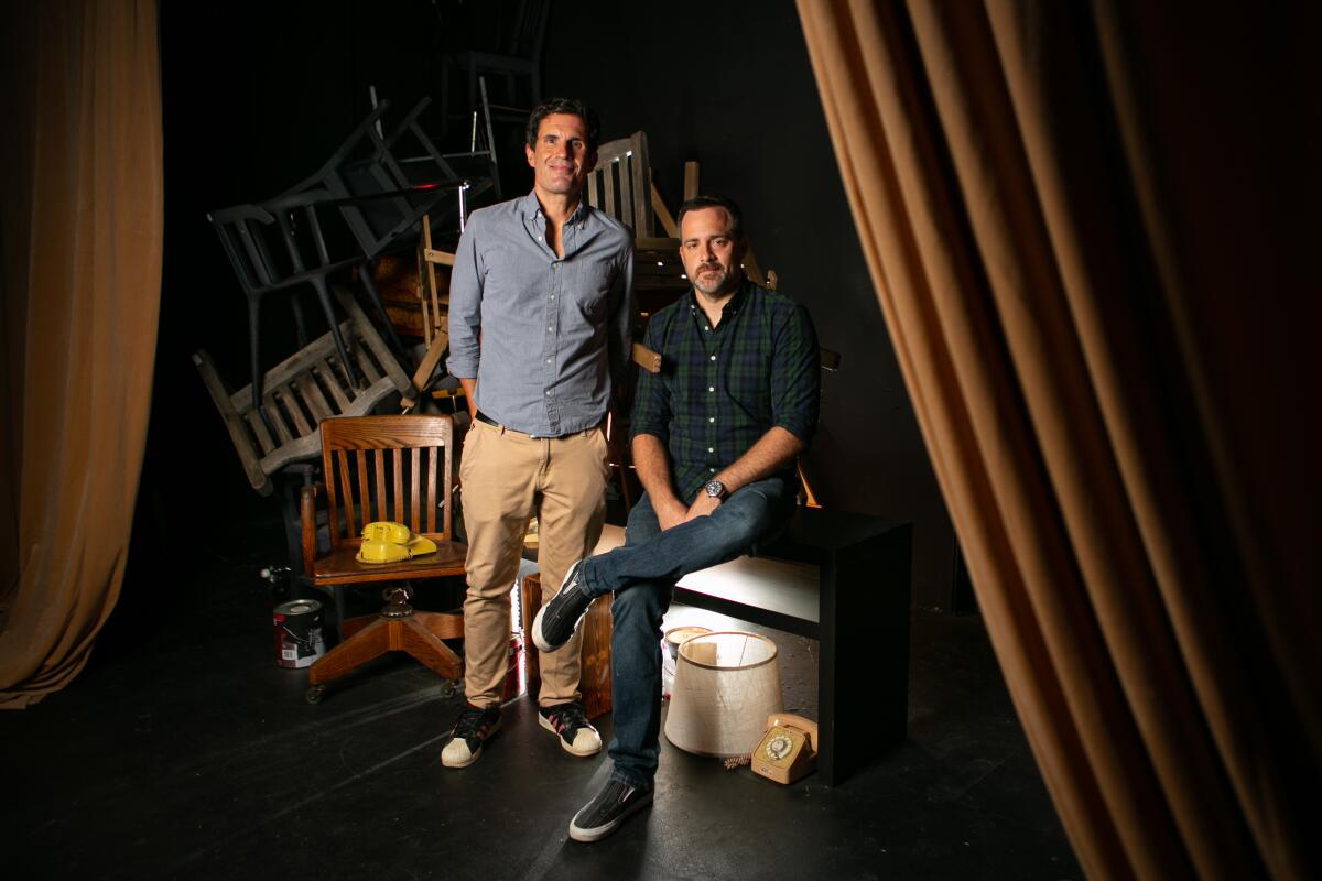 Johnny Clark, artistic director of VS. Theatre Company, and Tim Wright of Circle X Theatre Co.