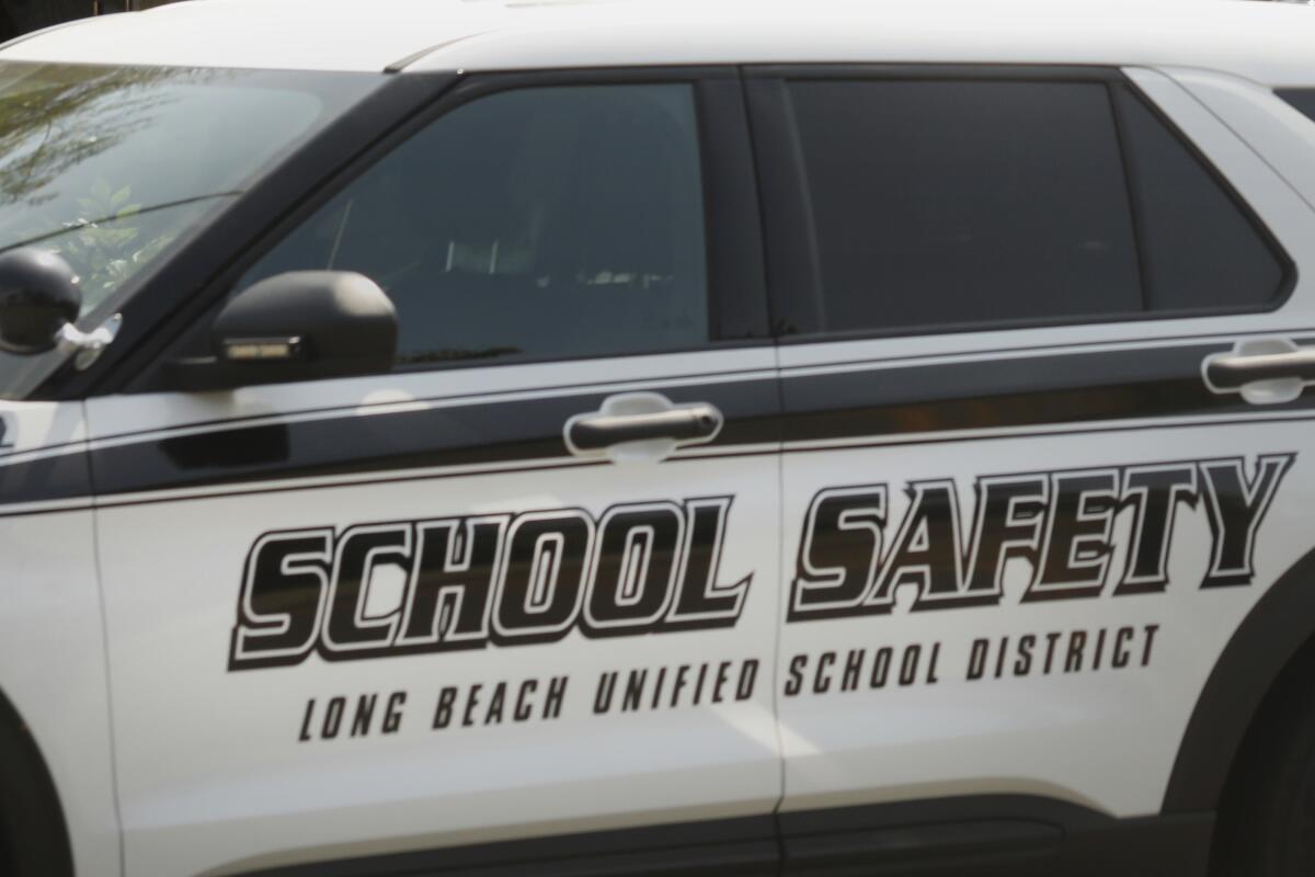 A Long Beach Unified School District police car 