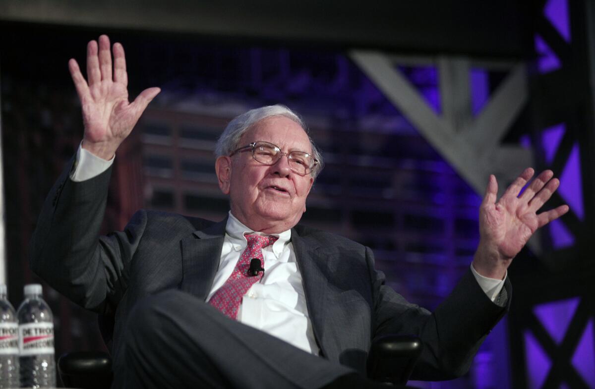 Warren Buffett speaks at an event in Detroit on Sept. 18.