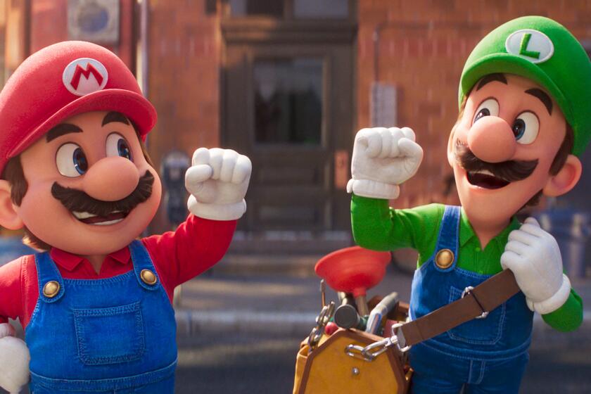 An animated image of Nintendo characters Mario and Luigi going in for a fist bump