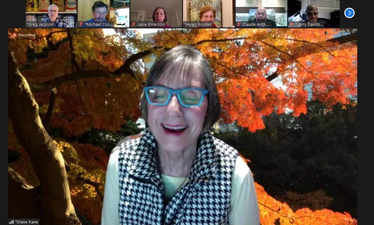 Diane Kane presides over the Jan. 7 La Jolla Community Planning Association meeting.