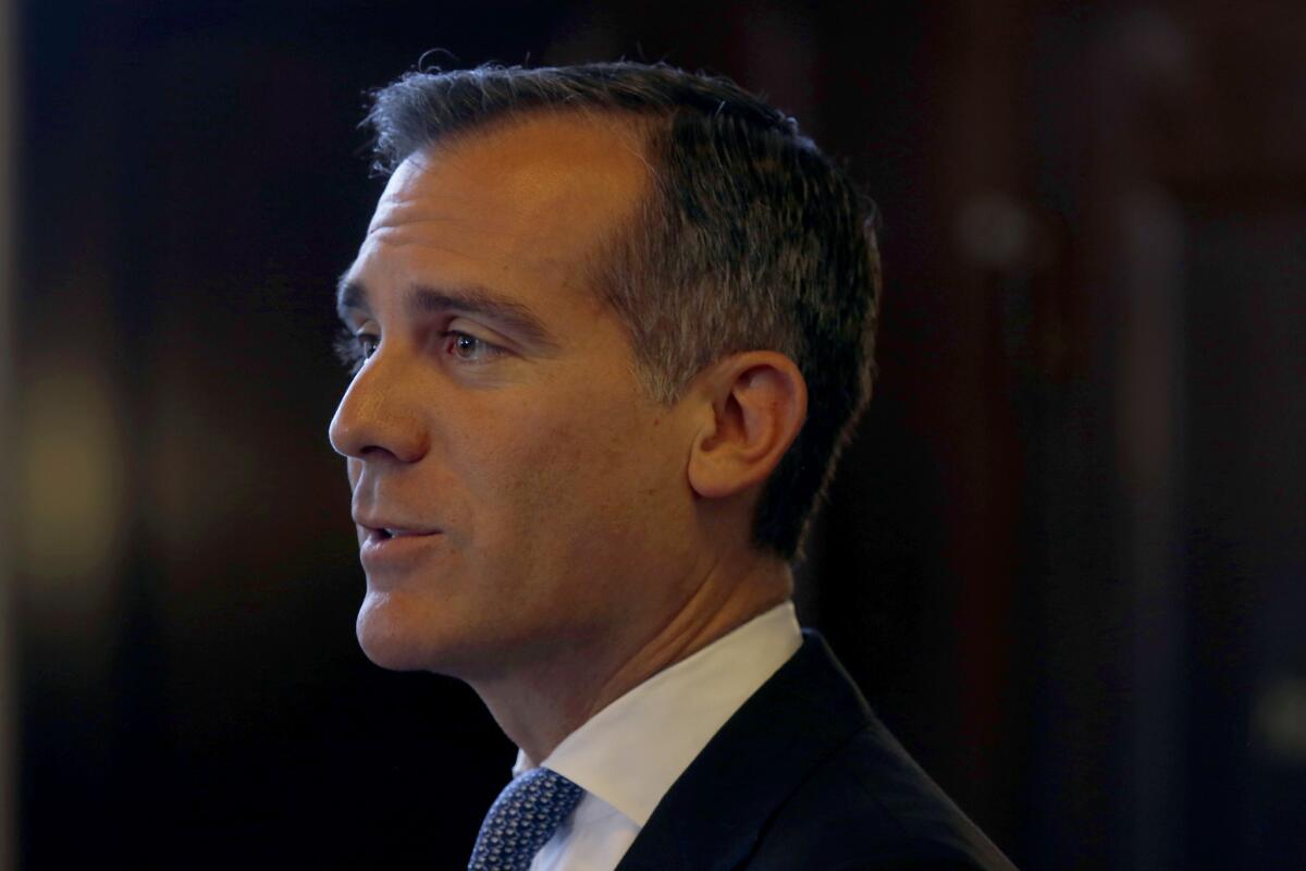 Los Angeles Mayor Eric Garcetti frustrated Clinton's team last year.