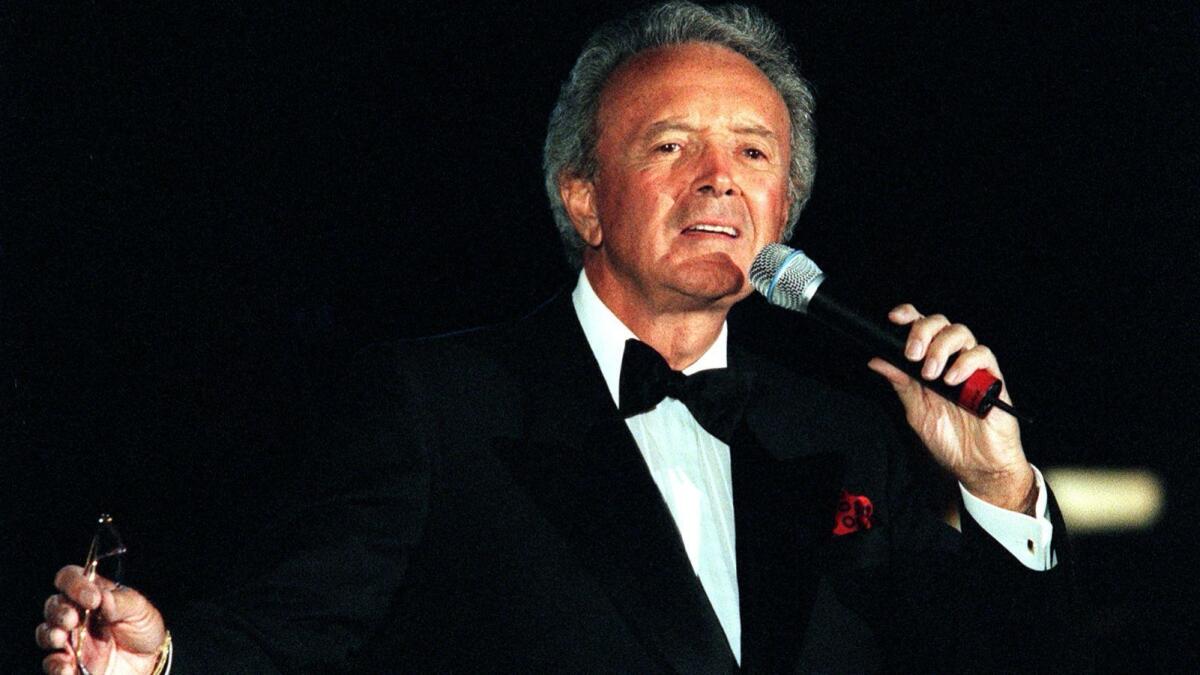 Vic Damone performs during the gala for the Frank Sinatra Las Vegas Celebrity Classic held at the MGM Grand Hotel in Las Vegas in 1998.