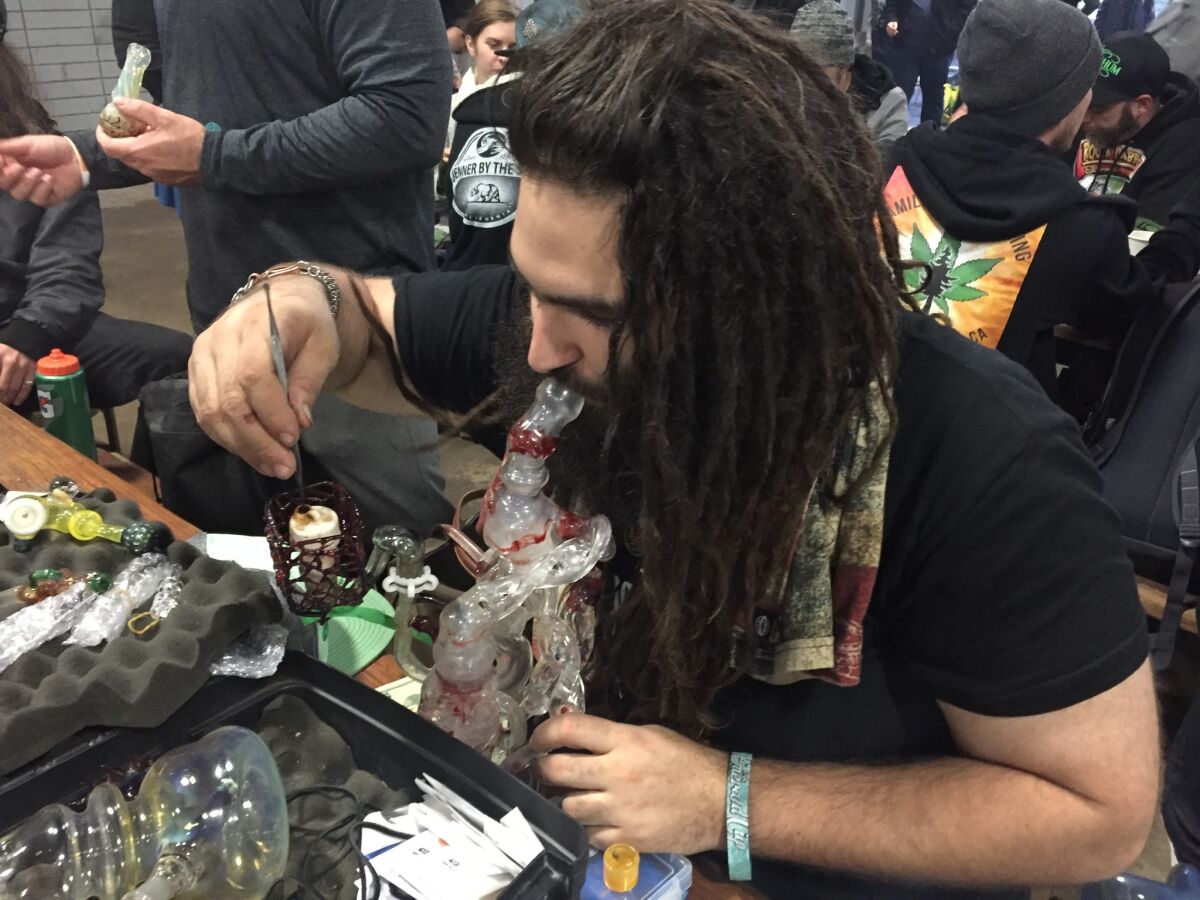 Sacramento glass artist Kaspian Khalafi brought his own pipe to the Emerald Cup