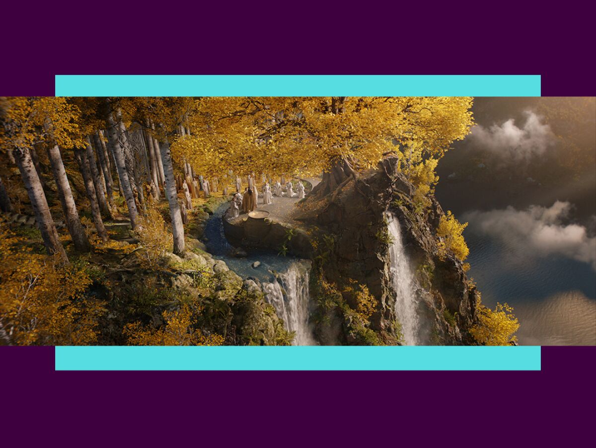 A dramatic waterfall landscape.