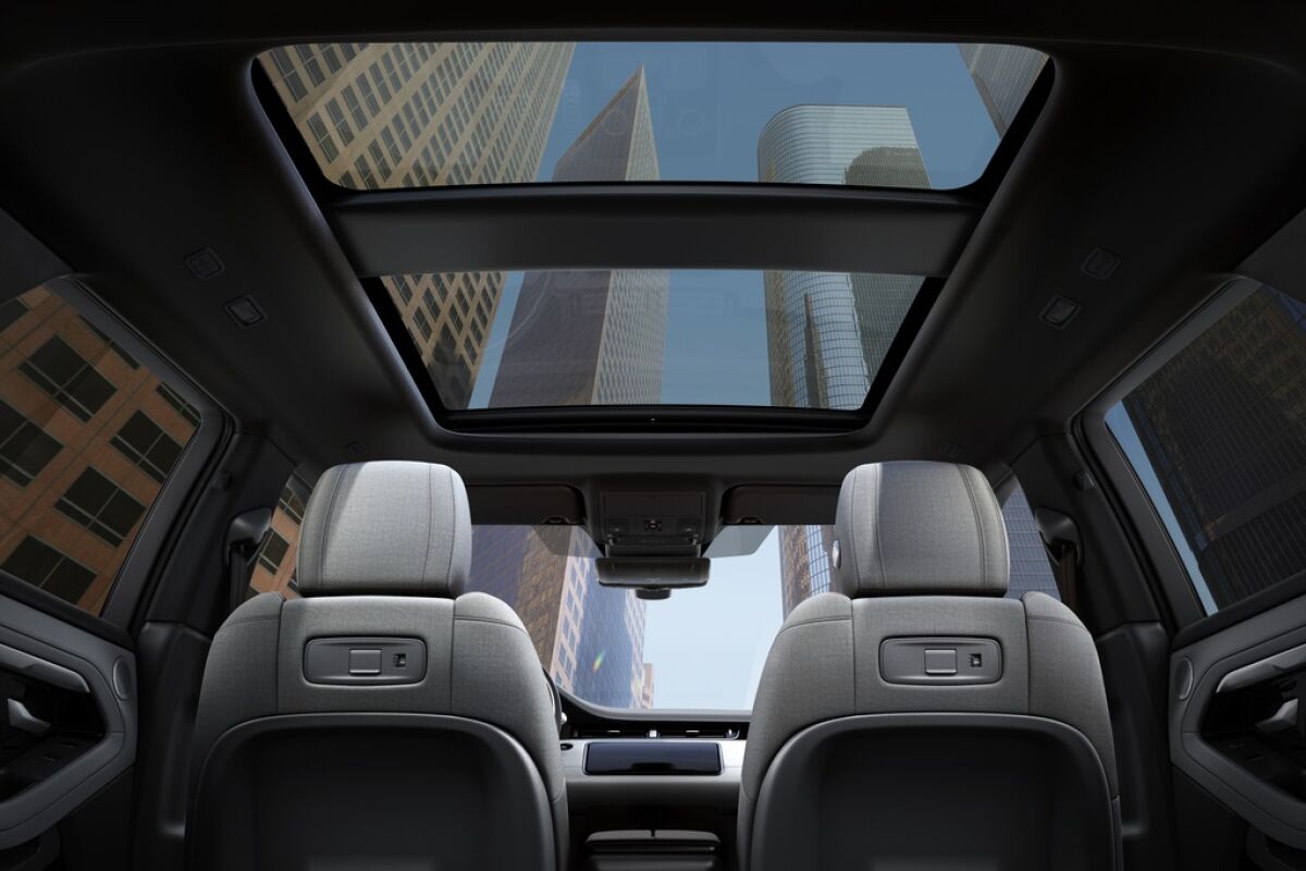 The wide and long panoramic glass roof is standard on the First Edition.