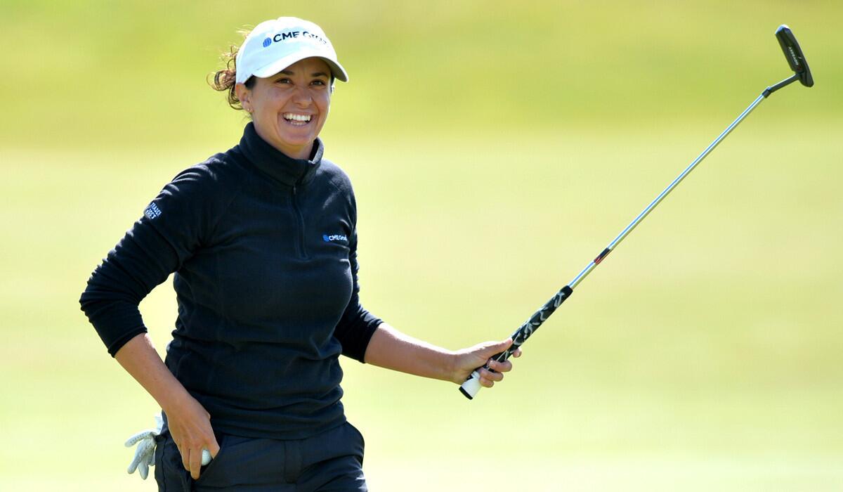 Mo Martin reacts after making an eagle putt that led to her winning the Women's British Open on Sunday at Royal Birkdale in Southport, England.