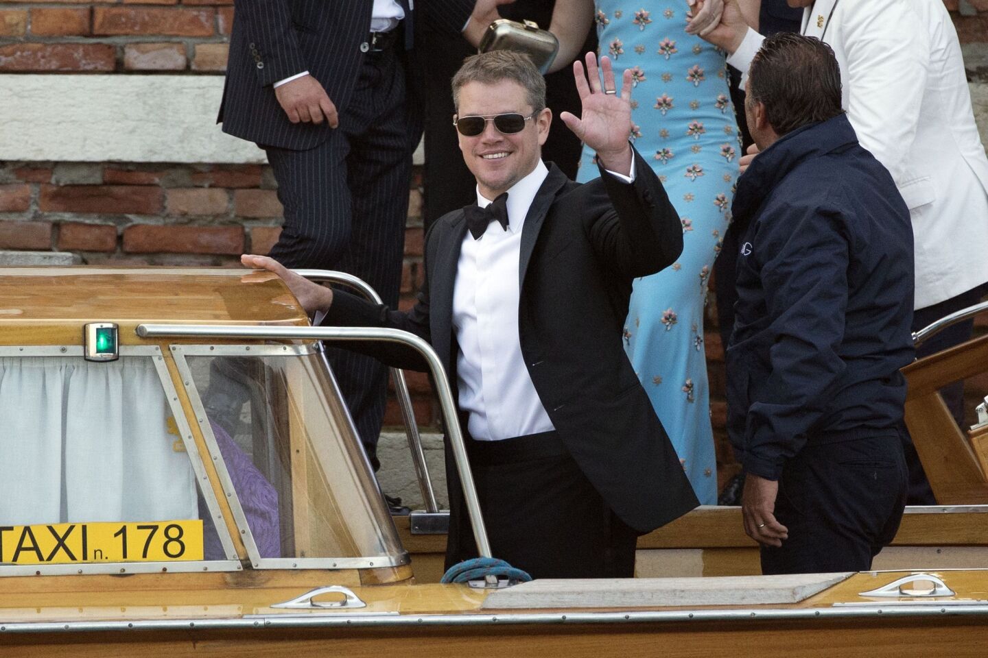 Matt Damon hops a ride to his friend's wedding in Venice.