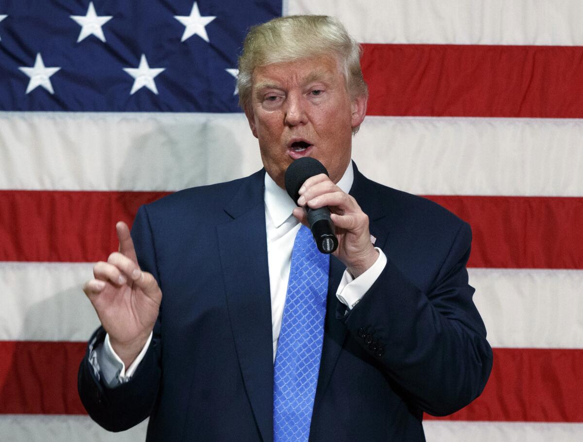 Donald Trump at a town hall meeting in Sandown, N.H.