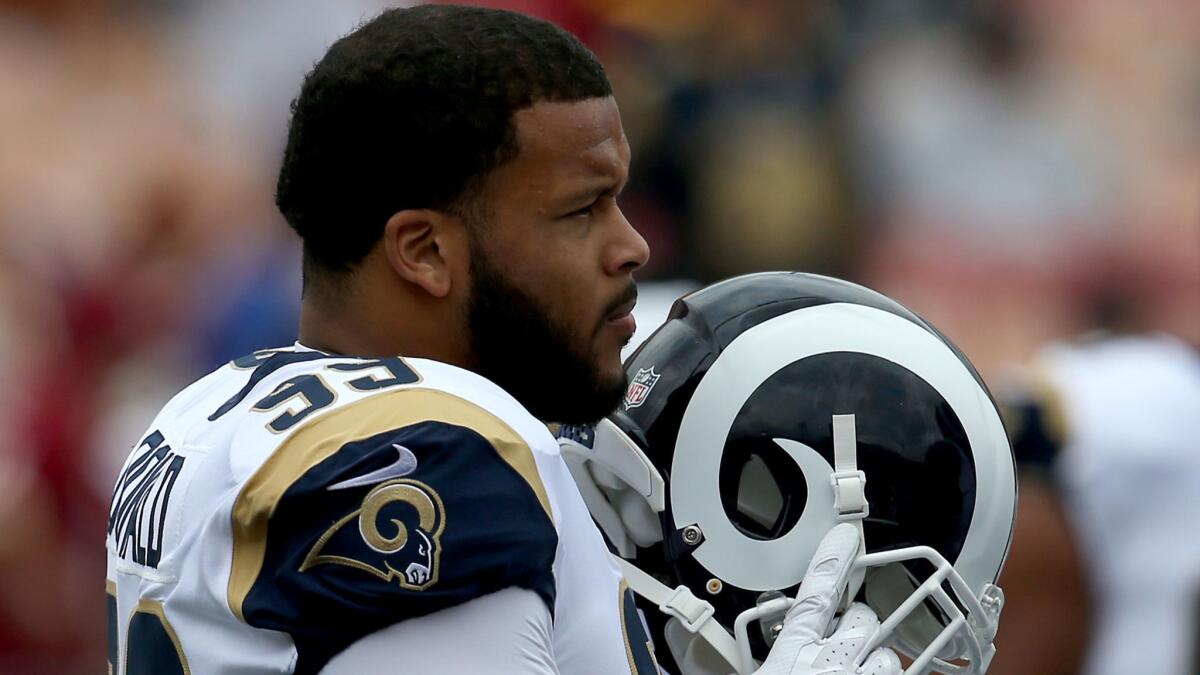 Aaron Donald hasn't suited up since last season, as he holds out in hopes of a new contract.