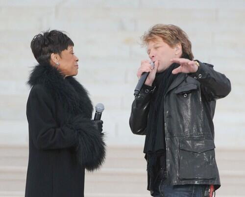 Jon Bon Jovi performs with soul singer Bettye LaVette at the We Are One concert at the Lincoln Memorial.