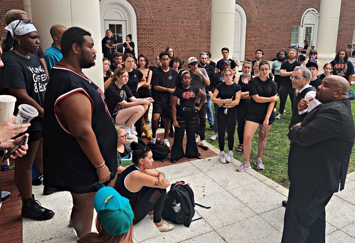 Theater students at Coastal Carolina University boycott classes in September.