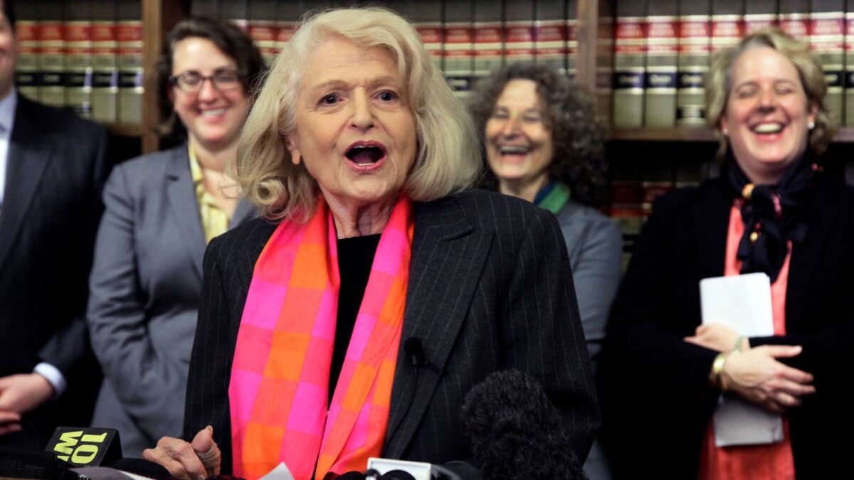 Edith Windsor during a news conference in New York in 2012. She died Tuesday at 88.