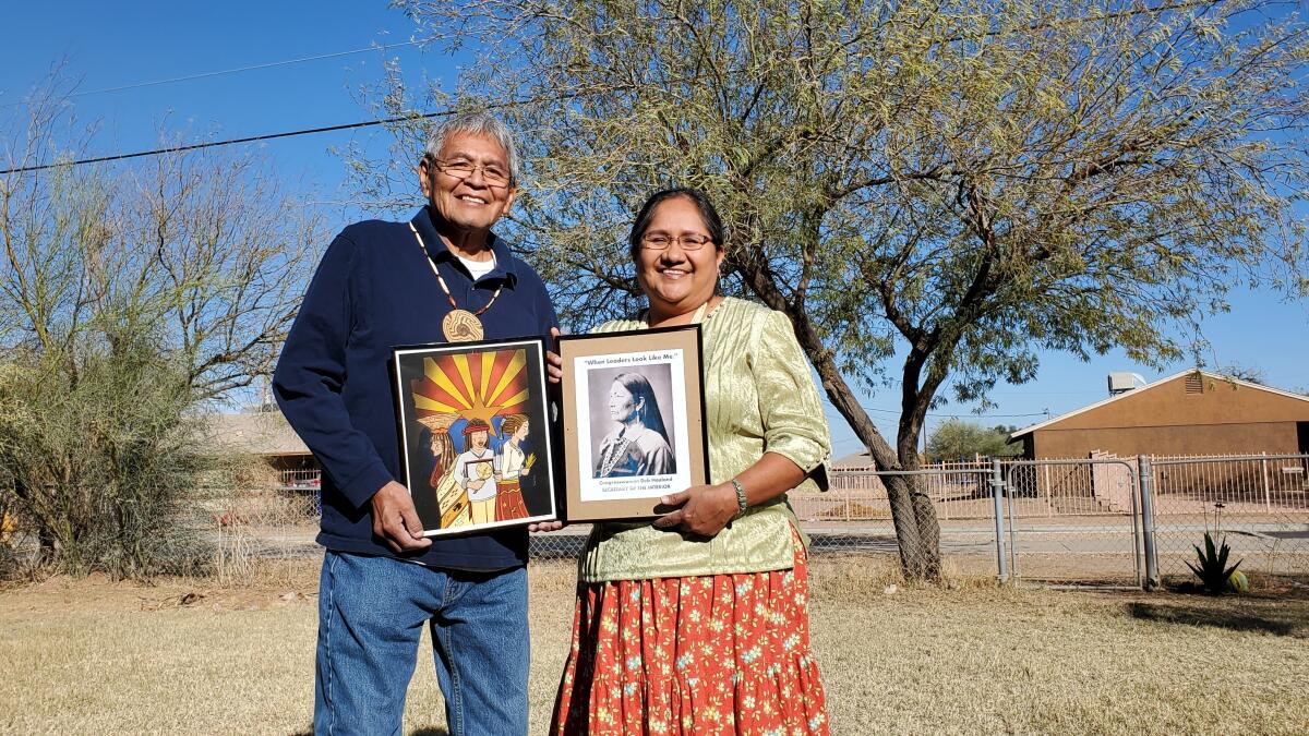 Debbie Nez-Manuel and her husband, Royce Manuel at their home at the Salt River-Pima Maricopa Community