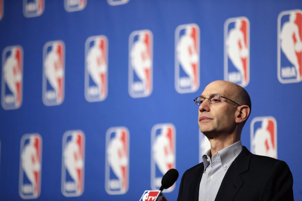 NBA Commissioner Adam Silver speaks at a news conference during the board of governors meeting in Las Vegas.